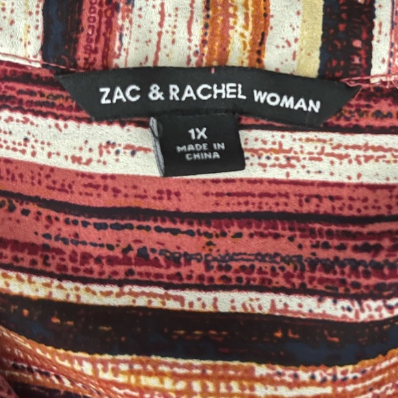 ZAC AND RACHEL 1XL Blouse perpendicular Stripes with Adjustable Sleeves - Picture 7 of 9